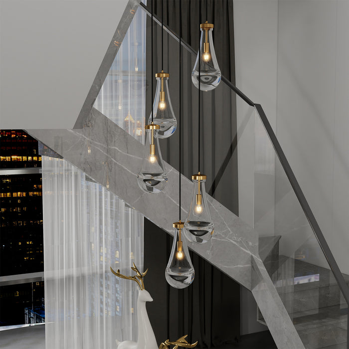 5-7-Light Cluster Large Pendant Lights High Ceiling Chandeliers Adjustable