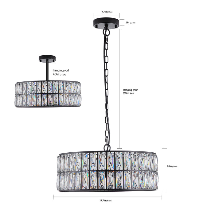 Modern Crystal Drum Chandelier Fixture with Metal Frame Large Contemporary Luxury Ceiling Lighting