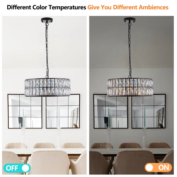 Modern Crystal Drum Chandelier Fixture with Metal Frame Large Contemporary Luxury Ceiling Lighting