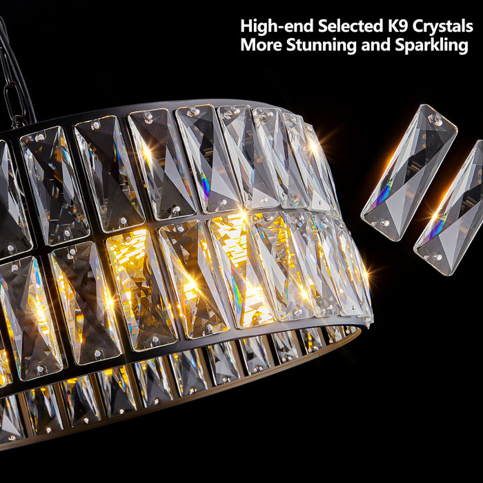 Modern Crystal Drum Chandelier Fixture with Metal Frame Large Contemporary Luxury Ceiling Lighting