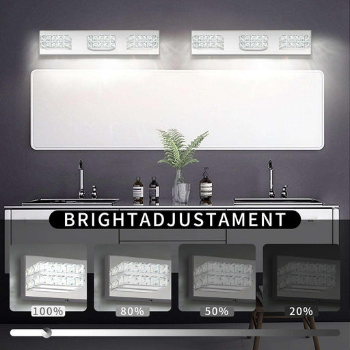 OKELI 3-Light Bathroom Vanity Light Crystal Dimmable LED Modern Fixtures Chrome Vanity Lights - okeli lights