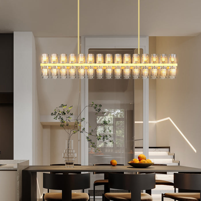Crystal Brass Rectangle Chandeliers for Dining Room Gold Farmhouse Includes 60XG4 Bulbs