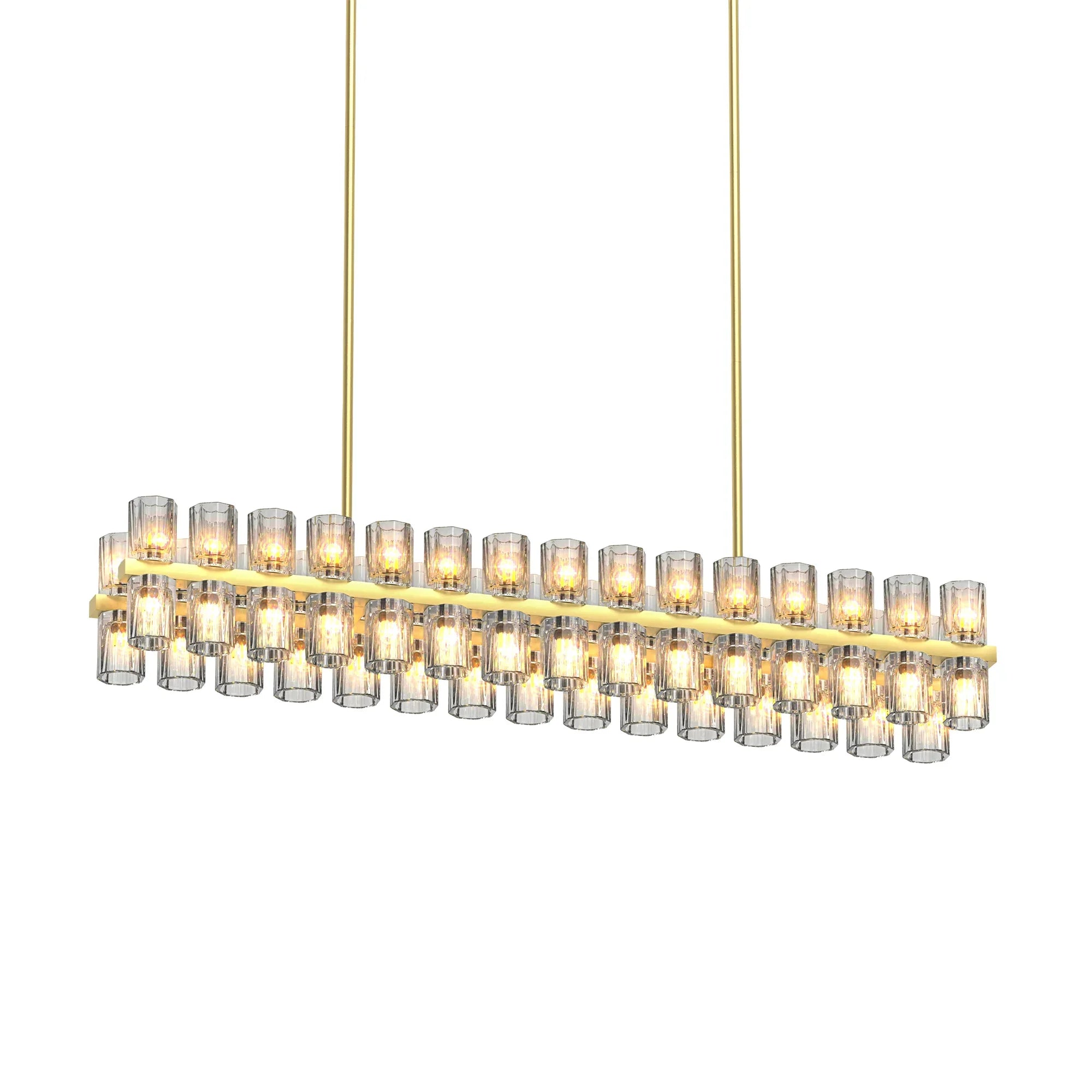 Crystal Brass Rectangle Chandeliers for Dining Room Gold Farmhouse Includes 60XG4 Bulbs - okeli lights