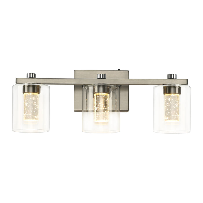 3-Light Bathroom Light Fixtures Crystal Brushed Nickel Over Mirror LED Vanity Lights Dimmable Wall Lamp - okeli lights
