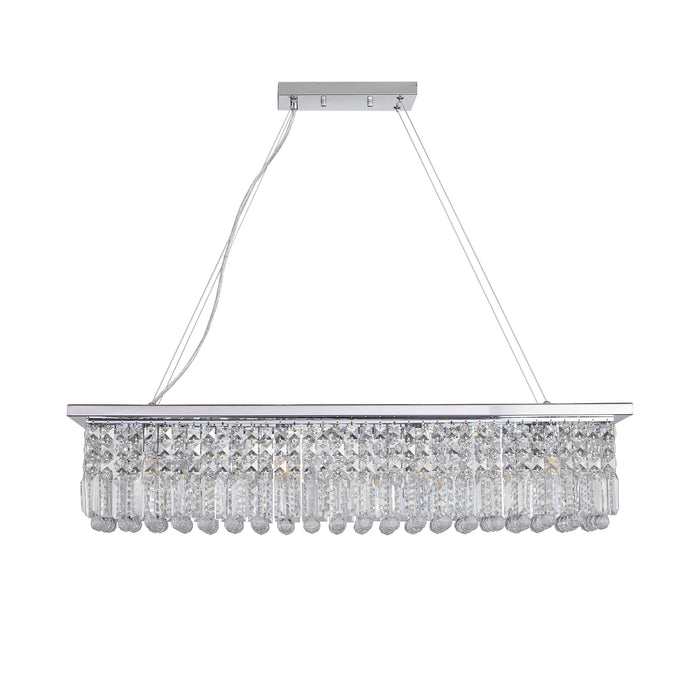 Crystal Chandelier 8-Light White Rectangle Raindrop Contemporary Rectangular Fixture