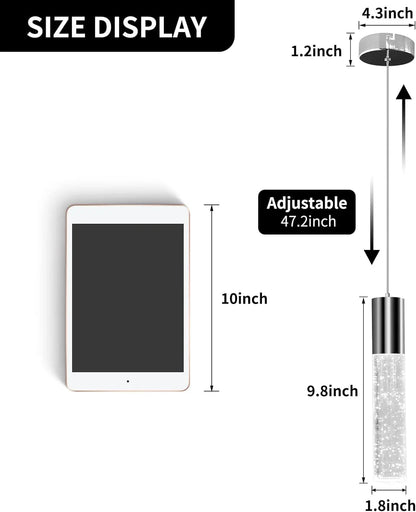 OKELI LED Bubble Crystal Kitchen Island Chrome Mini Pendant Lights 3-Pack - okeli lights