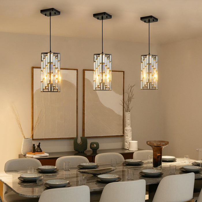 Modern Classic Crystal Pendant Light 3Pack Adjustable Hanging Ceiling Lamp with Crystal Prism Design - okeli lights