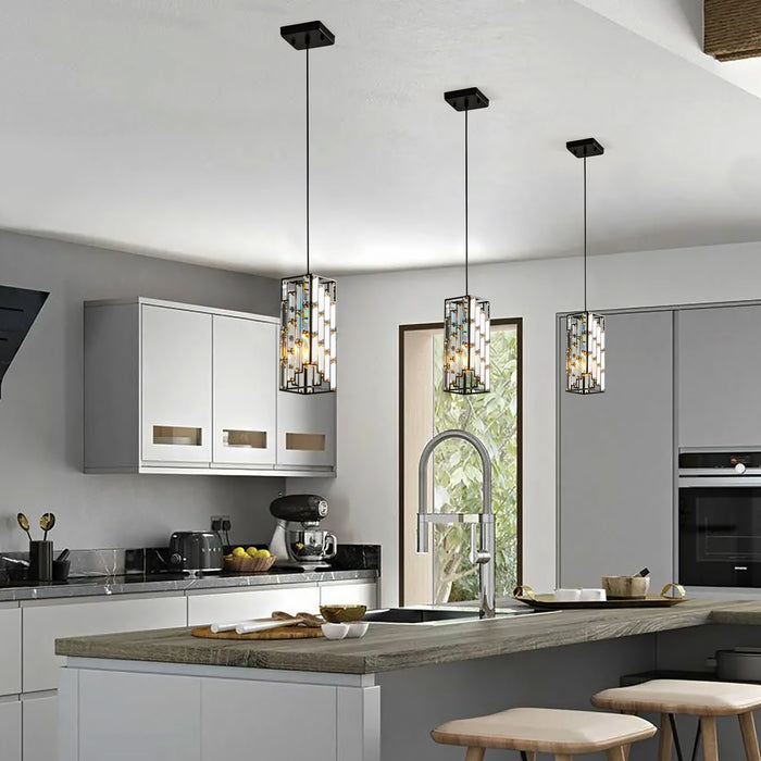Modern Classic Crystal Pendant Light 3Pack Adjustable Hanging Ceiling Lamp with Crystal Prism Design - okeli lights