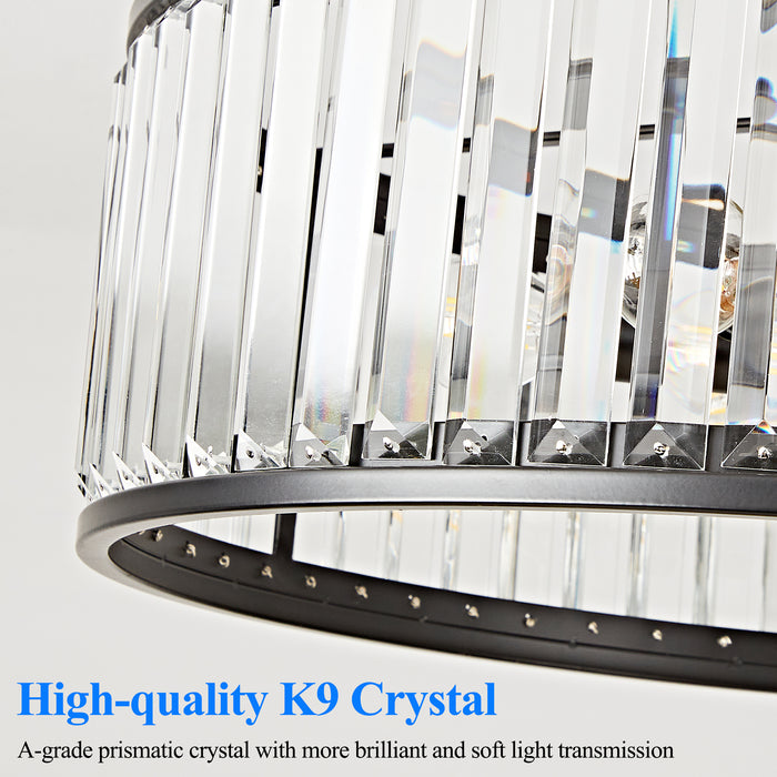 OKELI Modern Crystal Semi Flush Mount Ceiling Light Round Fixture for Bedroom, Hallway, Living Room