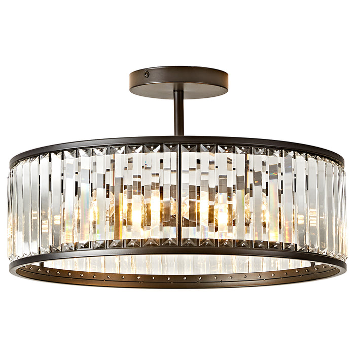 OKELI Modern Crystal Semi Flush Mount Ceiling Light Round Fixture for Bedroom, Hallway, Living Room