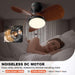 Ceiling Fan with Light Flush Mount, Small Low Profile 6-Speeds Quiet Reversible Timer, Wood Grain - okeli lights