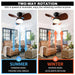 Ceiling Fan with Light Flush Mount, Small Low Profile 6-Speeds Quiet Reversible Timer, Wood Grain - okeli lights