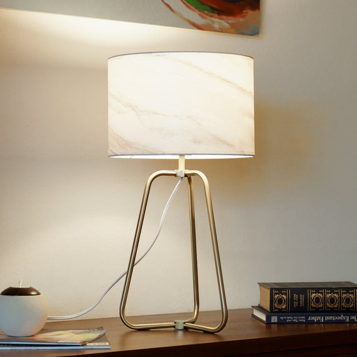 Table Lamp Marble Lampshade Bronze Metal Base Modern Stylish Classic Desk Lamp