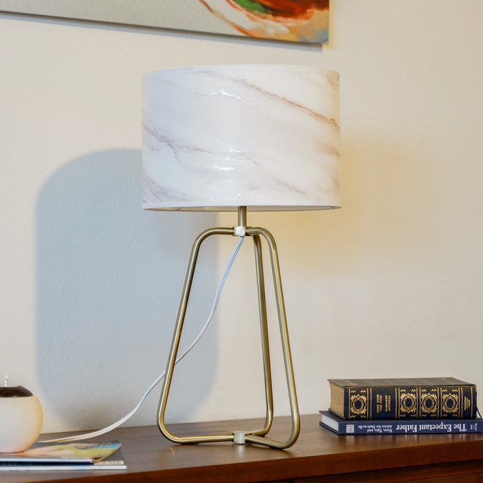 Table Lamp Marble Lampshade Bronze Metal Base Modern Stylish Classic Desk Lamp