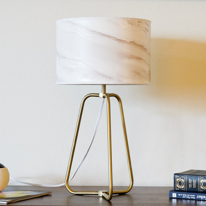 Table Lamp Marble Lampshade Bronze Metal Base Modern Stylish Classic Desk Lamp
