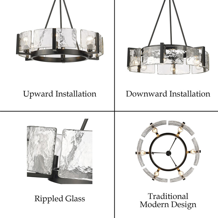 Collage of pendant lights with different installation methods and design styles.
