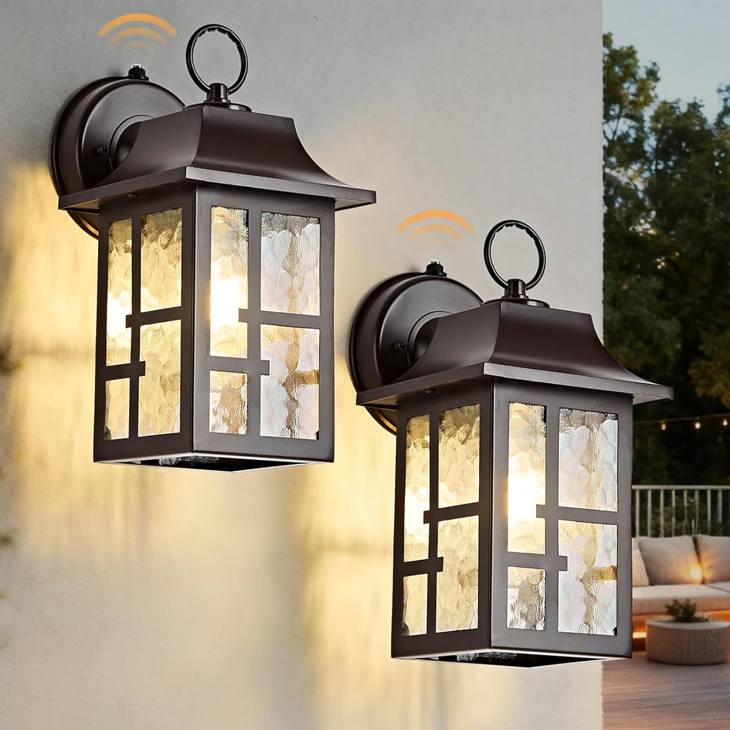 Outdoor Wall Lights Dusk to Dawn Waterproof Anti-rust Lantern Front Porch Sconce Lighting 11.4inch