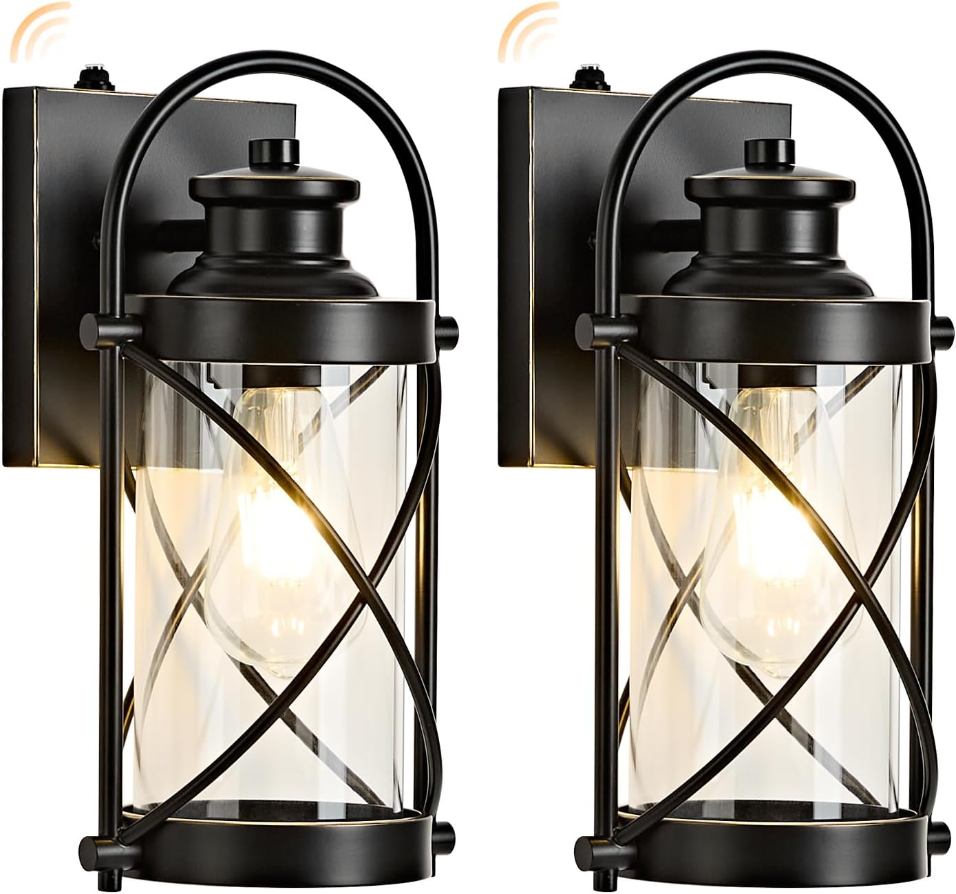 Dusk to Dawn Outdoor Waterproof Wall Lights with Glass Shades