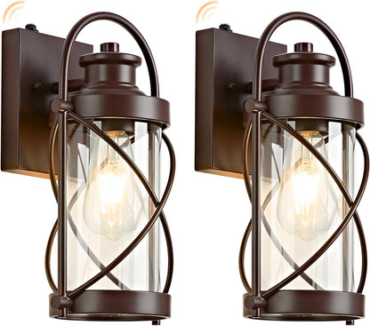Dusk to Dawn Outdoor Waterproof Wall Lights with Glass Shades