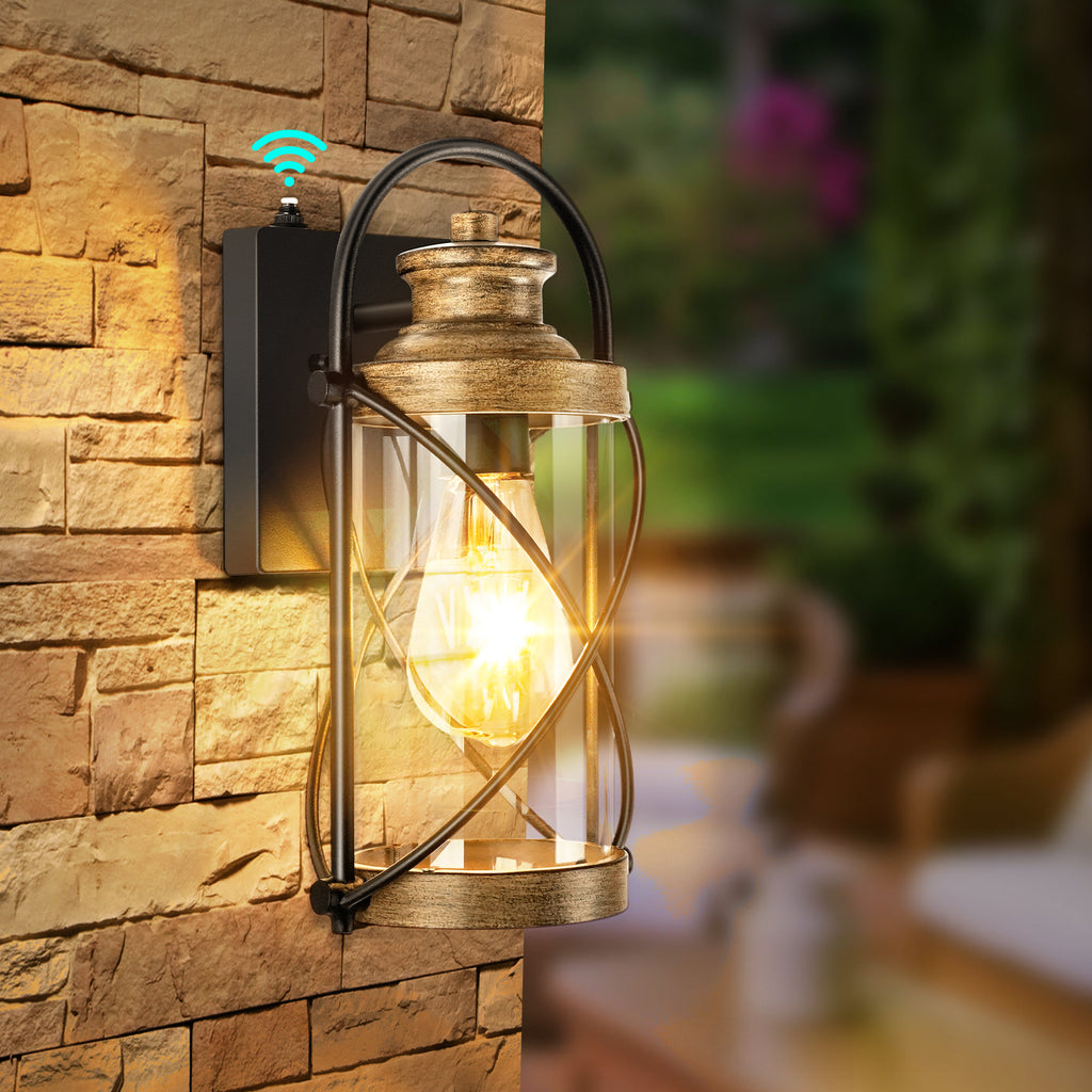Dusk to Dawn Outdoor Waterproof Wall Lights with Glass Shades okeli lights