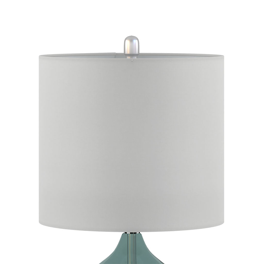 Ellipse Curved Glass Table Lamps 2Pack Blue and Gold Glass with White Drum Shade for Bedroom & Living Room