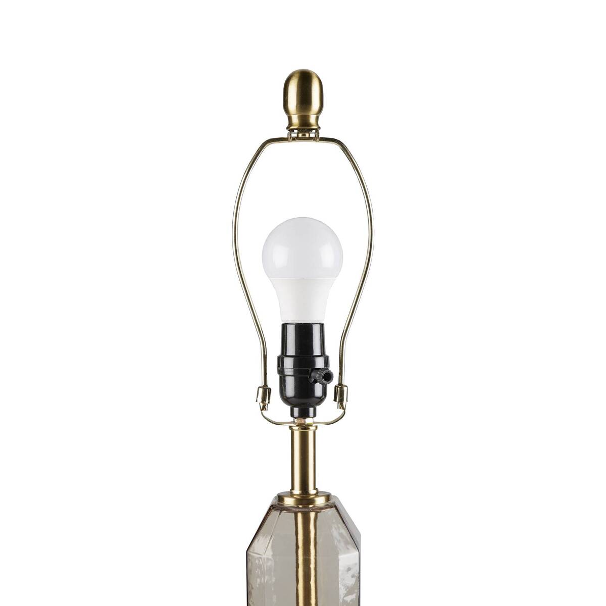 Faceted Glass Table Lamp with White Fabric Shade Modern Brown & Green Accent Lamp with Gold Base