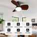 Ceiling Fan with Light Flush Mount, Small Low Profile 6-Speeds Quiet Reversible Timer, Wood Grain - okeli lights