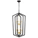 8-Light Lantern Tired Farmhouse Ceiling Hanging Light Black Chandelier Metal Pendant Light Fixtures - okeli lights