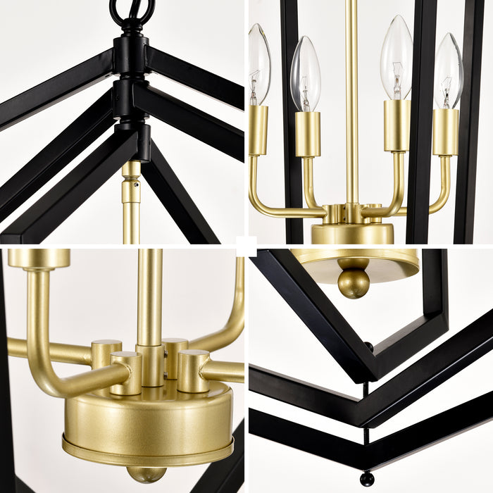 8-Light Lantern Tired Farmhouse Ceiling Hanging Light Black Chandelier Metal Pendant Light Fixtures - okeli lights