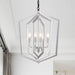 4-Light Farmhouse Chandeliers Matte Black and Sliver Matte Black Vintage Cage Light Fixture Adjustable Height Chandeliers - okeli lights