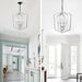 4-Light Farmhouse Chandeliers Matte Black and Sliver Matte Black Vintage Cage Light Fixture Adjustable Height Chandeliers - okeli lights