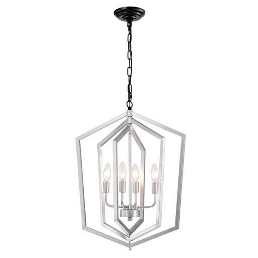 4-Light Farmhouse Chandeliers Matte Black and Sliver Matte Black Vintage Cage Light Fixture Adjustable Height Chandeliers - okeli lights