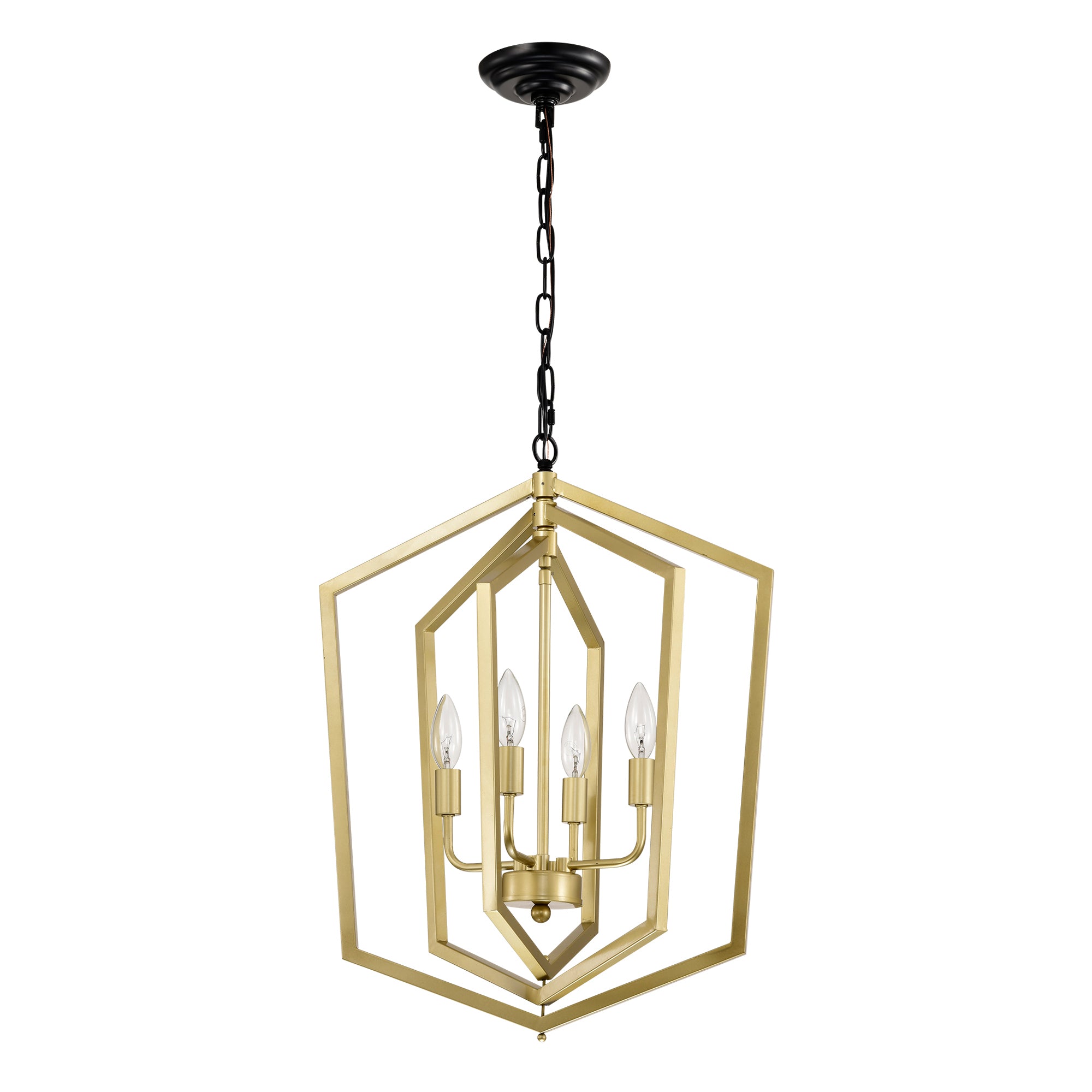4-Light Farmhouse Kitchen Chandeliers Vintage Cage Light Fixture Adjustable Height Chandeliers GOLD MATTE BLACK - okeli lights