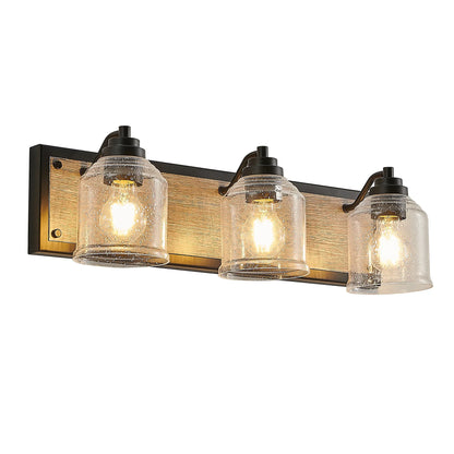 Farmhouse Vanity Light Fixture Bathroom Wall Sconce 3-4-5-6light with Clear Seeded Glass Shades - okeli lights
