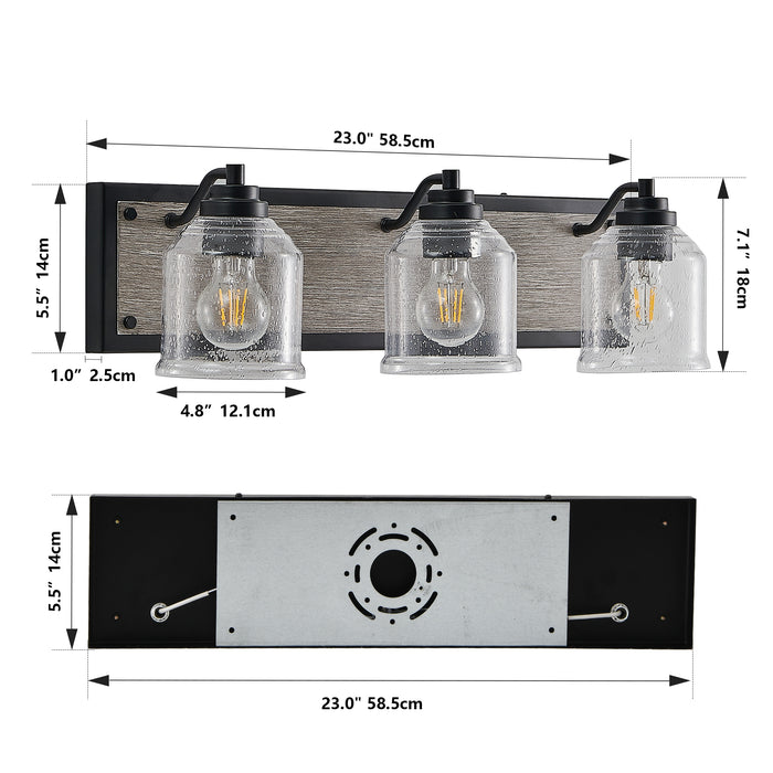 Farmhouse Vanity Light Fixture Bathroom Wall Sconce 3-4-5-6light with Clear Seeded Glass Shades