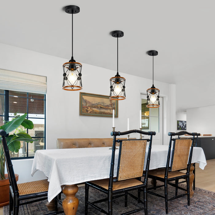 Farmhouse Pendant Light Kitchen Island Dining Room Fixture with Clear Glass Shade - okeli lights