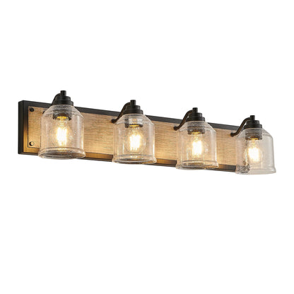 Farmhouse Vanity Light Fixture Bathroom Wall Sconce 3-4-5-6light with Clear Seeded Glass Shades - okeli lights