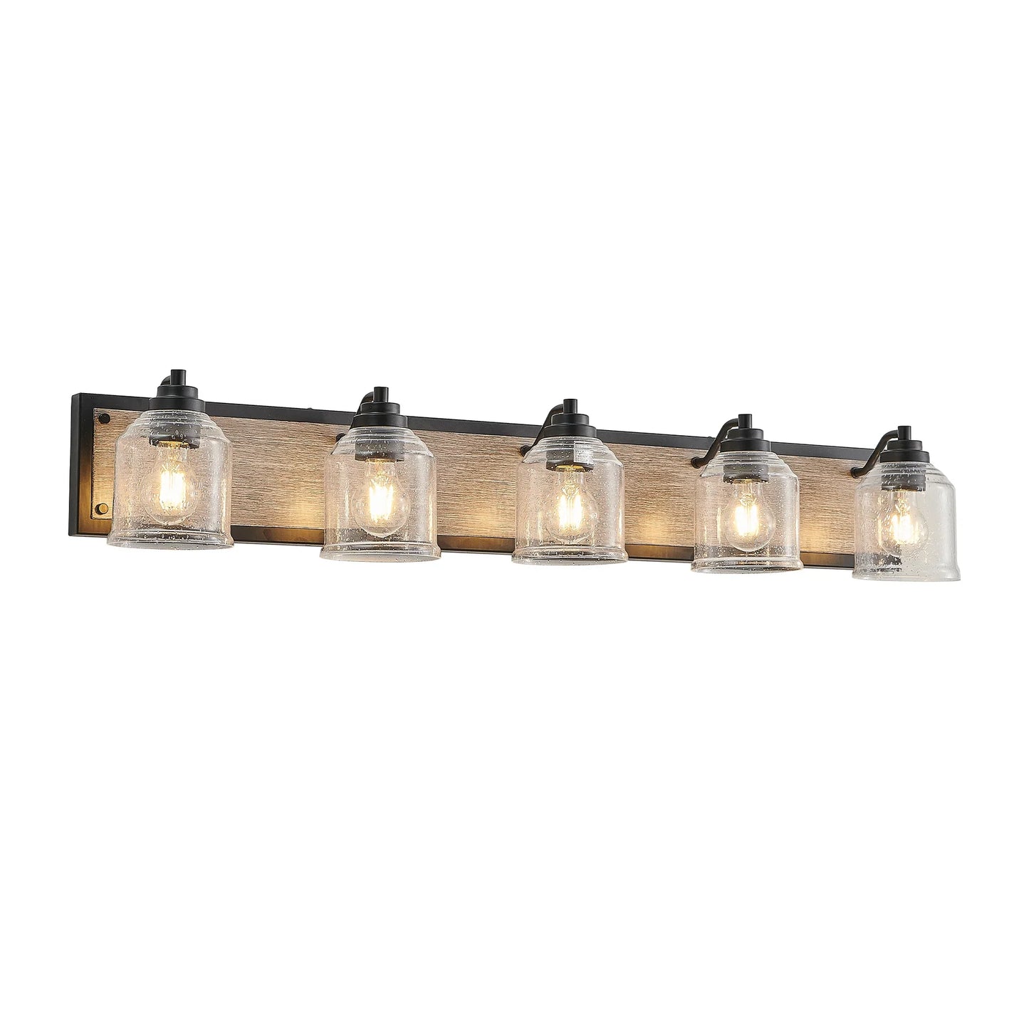 Farmhouse Vanity Light Fixture Bathroom Wall Sconce 3-4-5-6light with Clear Seeded Glass Shades - okeli lights