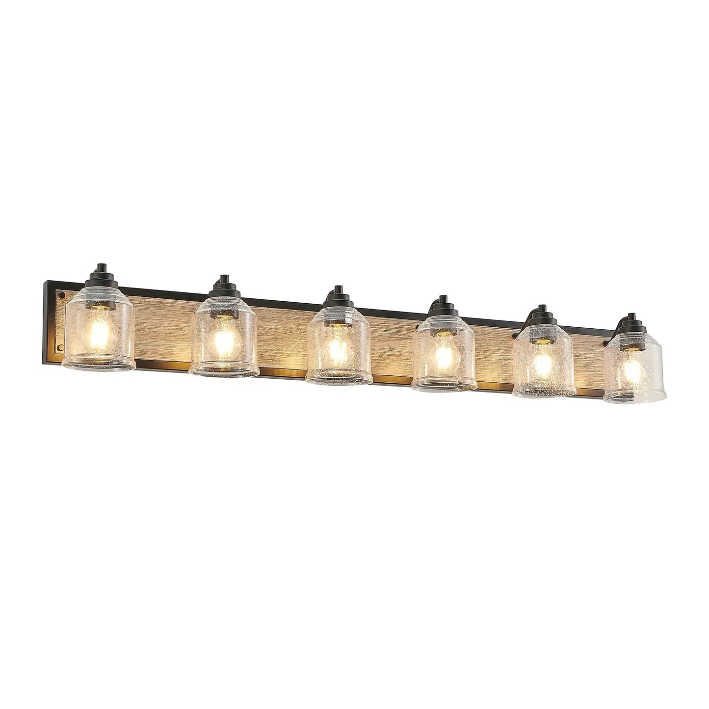 Farmhouse Vanity Light Fixture Bathroom Wall Sconce 3-4-5-6light with Clear Seeded Glass Shades - okeli lights