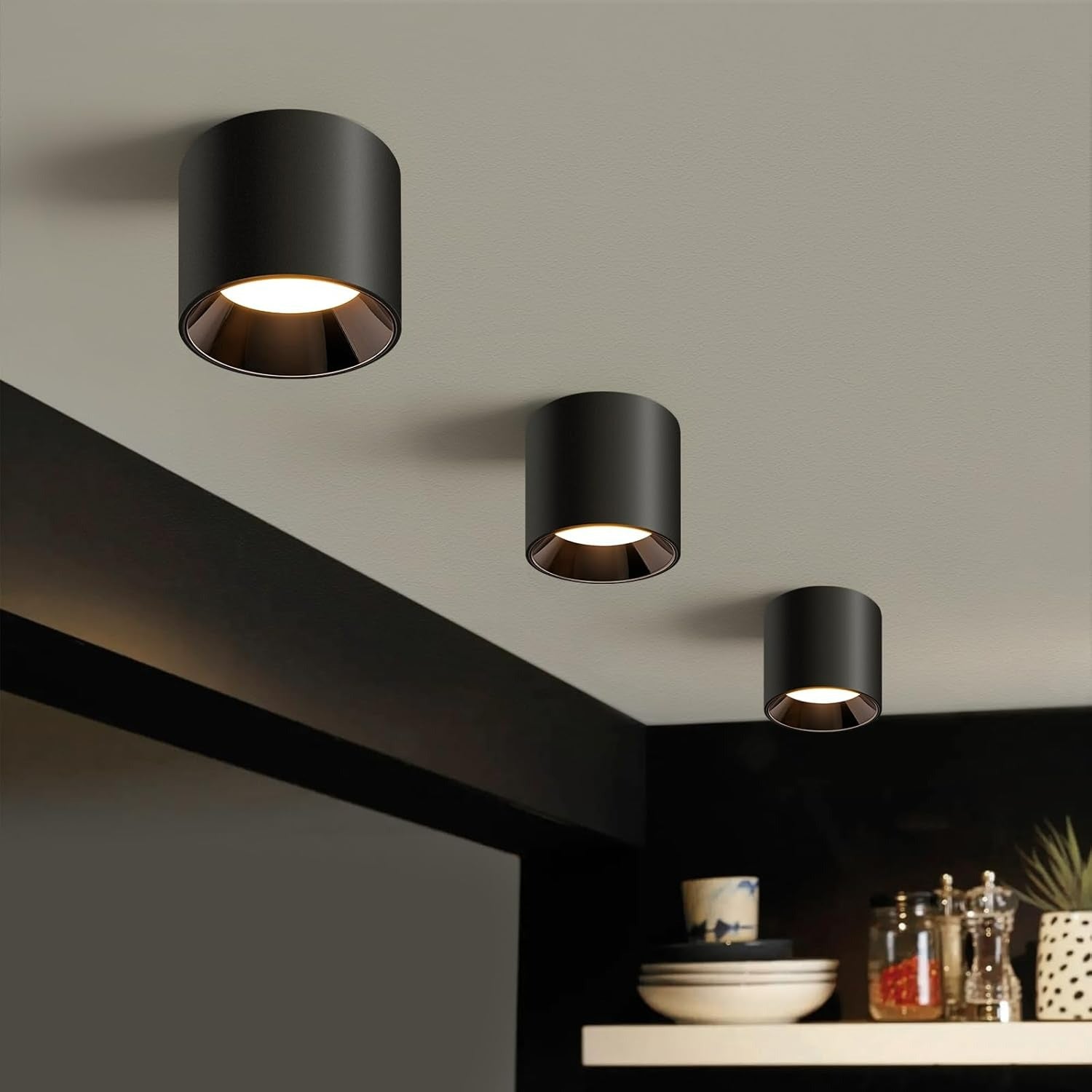 OKELI Flush Mount Matte Cylinder Down Ceiling Spotlight Modern 3CCT Dimmable LED