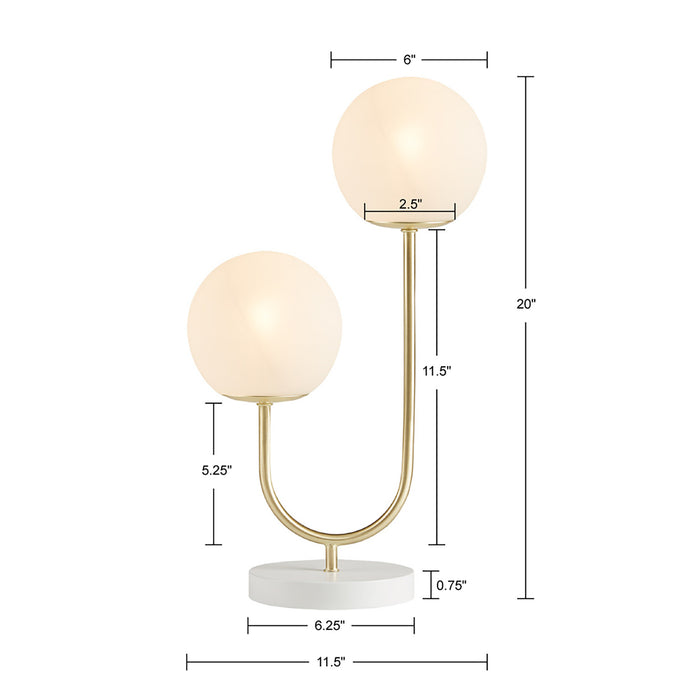 Metal 2-Light Frosted Glass Globe Table Lamp