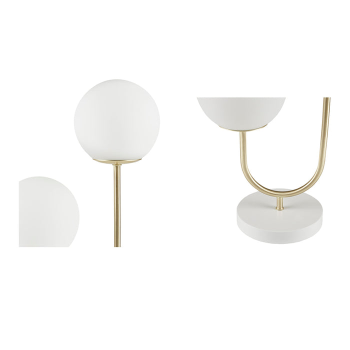 Metal 2-Light Frosted Glass Globe Table Lamp