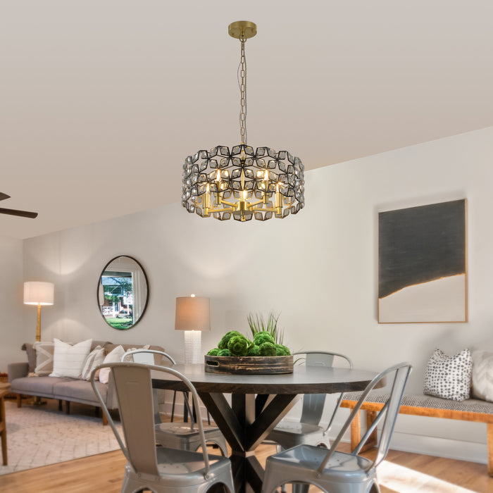 Contemporary Crystal and BlackGold Pendant Chandelier Geometric Modern Light Fixture