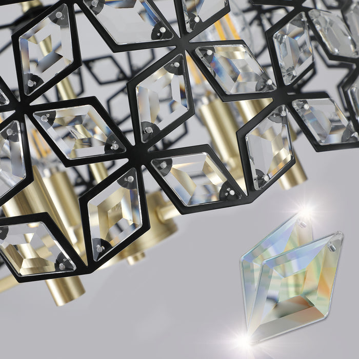 Contemporary Crystal and BlackGold Pendant Chandelier Geometric Modern Light Fixture