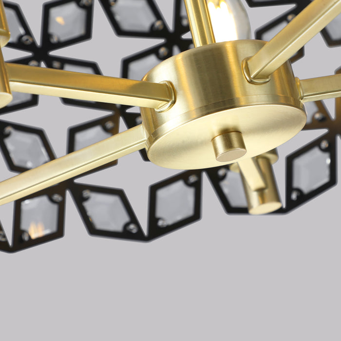 Contemporary Crystal and BlackGold Pendant Chandelier Geometric Modern Light Fixture