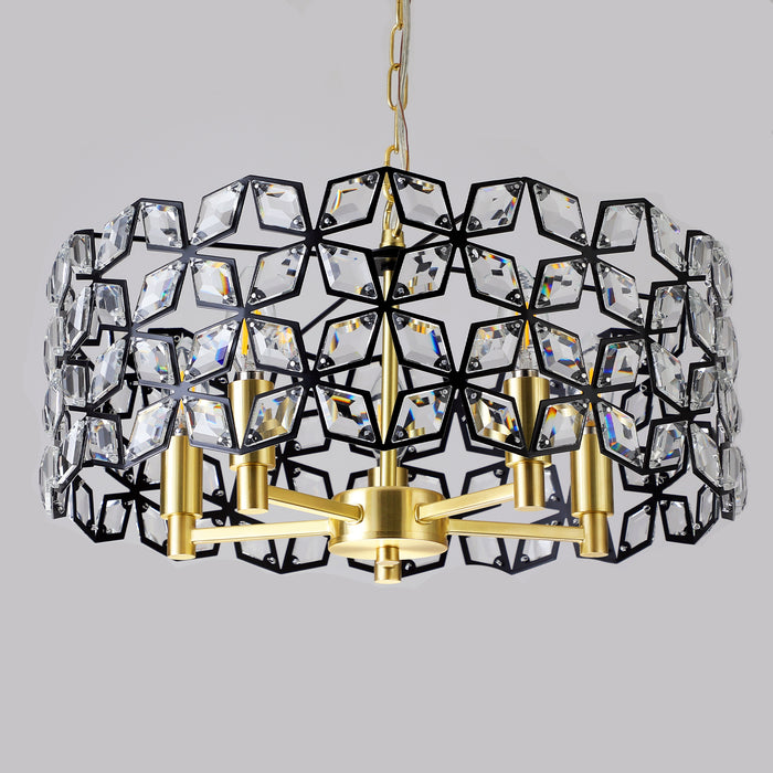 Contemporary Crystal and BlackGold Pendant Chandelier Geometric Modern Light Fixture