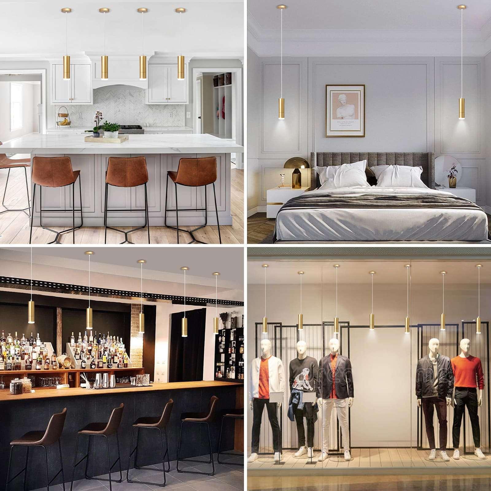 OKELI Gold LED Pendant Lights Modern Mini Kitchen Island Lights Adjustable Focus 1-Pack - okeli lights