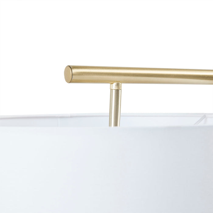 Gold Angular Arched Metal Floor Lamp Linen Drum-Shaped Shade