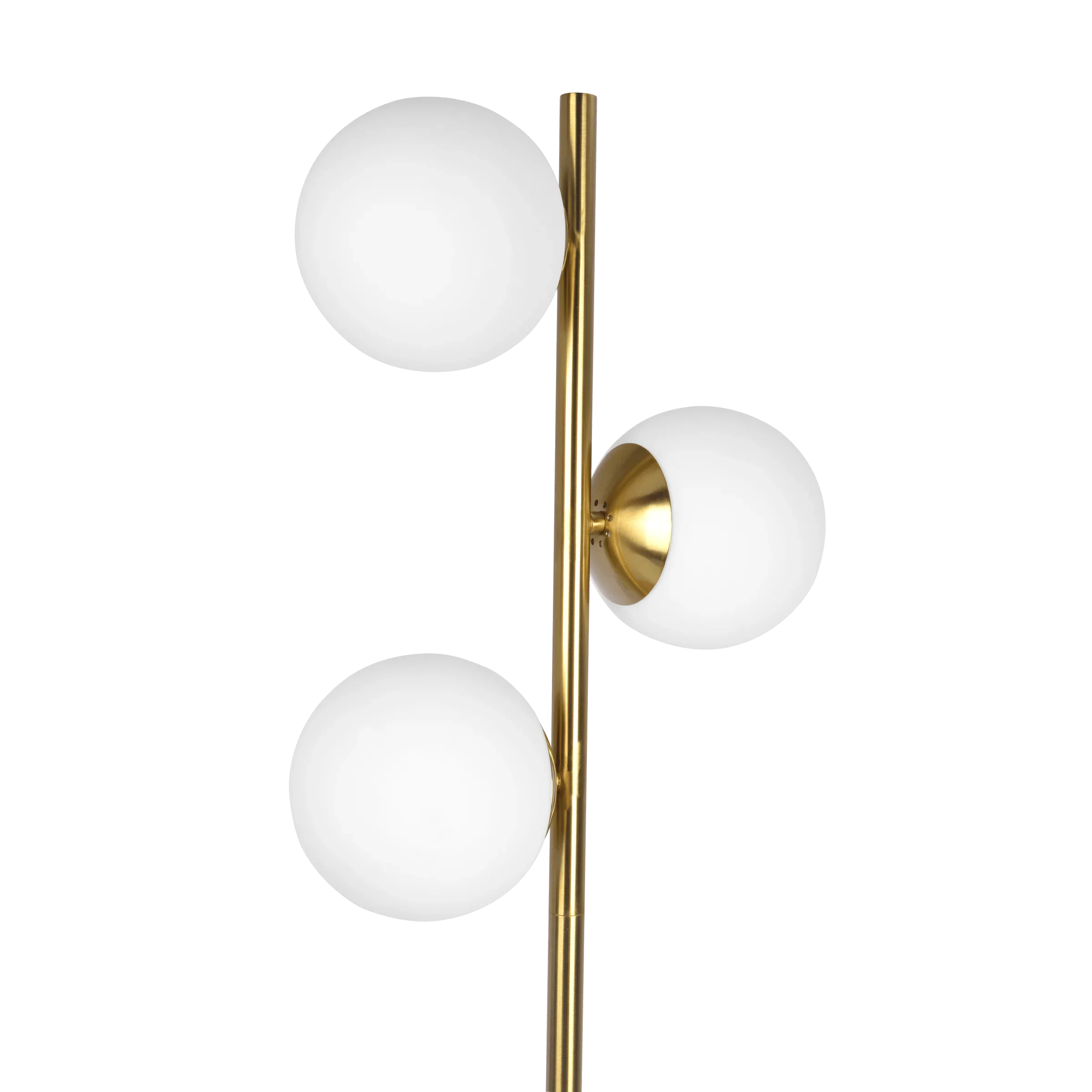 Gold Brush Floor Lamp Opal Glass Shades and Round Metal Base - okeli lights