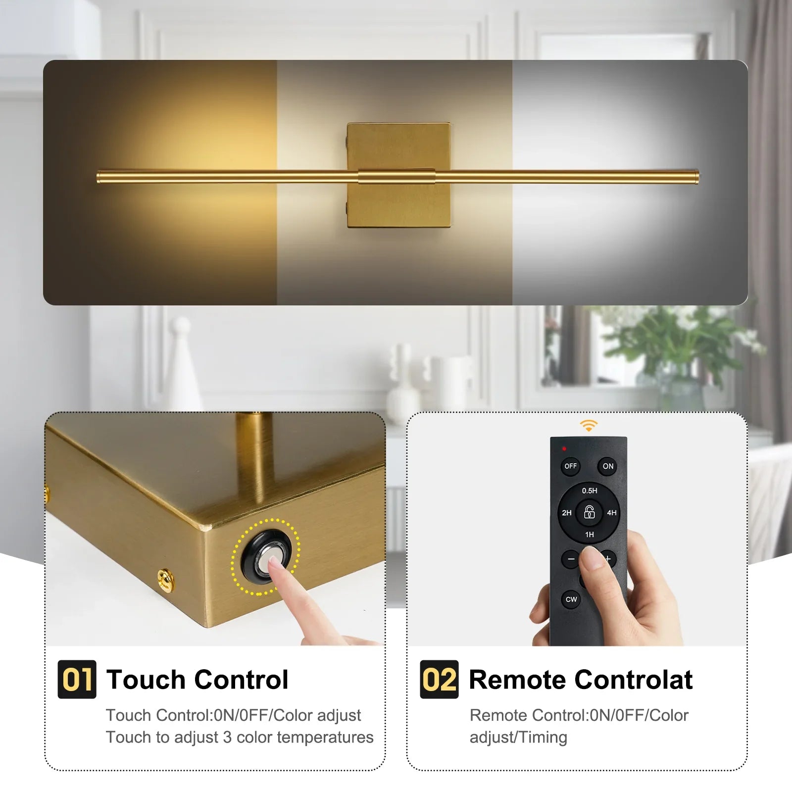 LED Rechargeable Sconces 2-Pack Battery Operated with Remote Control 350°Rotate - okeli lights